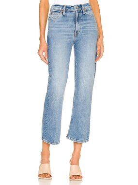 RE/DONE 70s Crop Jeans Light Wash Cropped Capri Jeans Distressed 5 Pocket Zip